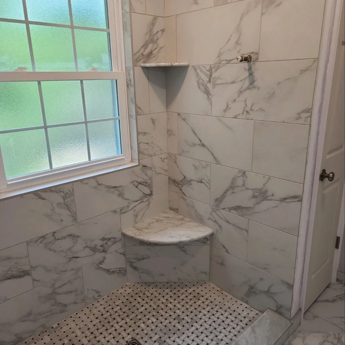 Marble shower by Schaeffer Floor Coverings in Berks County